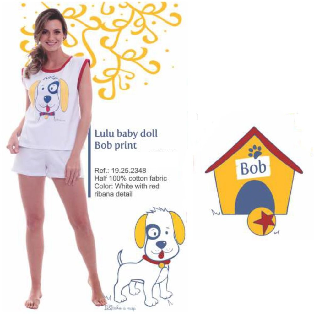 Baby Doll. Pajama Bob Print. Housewear